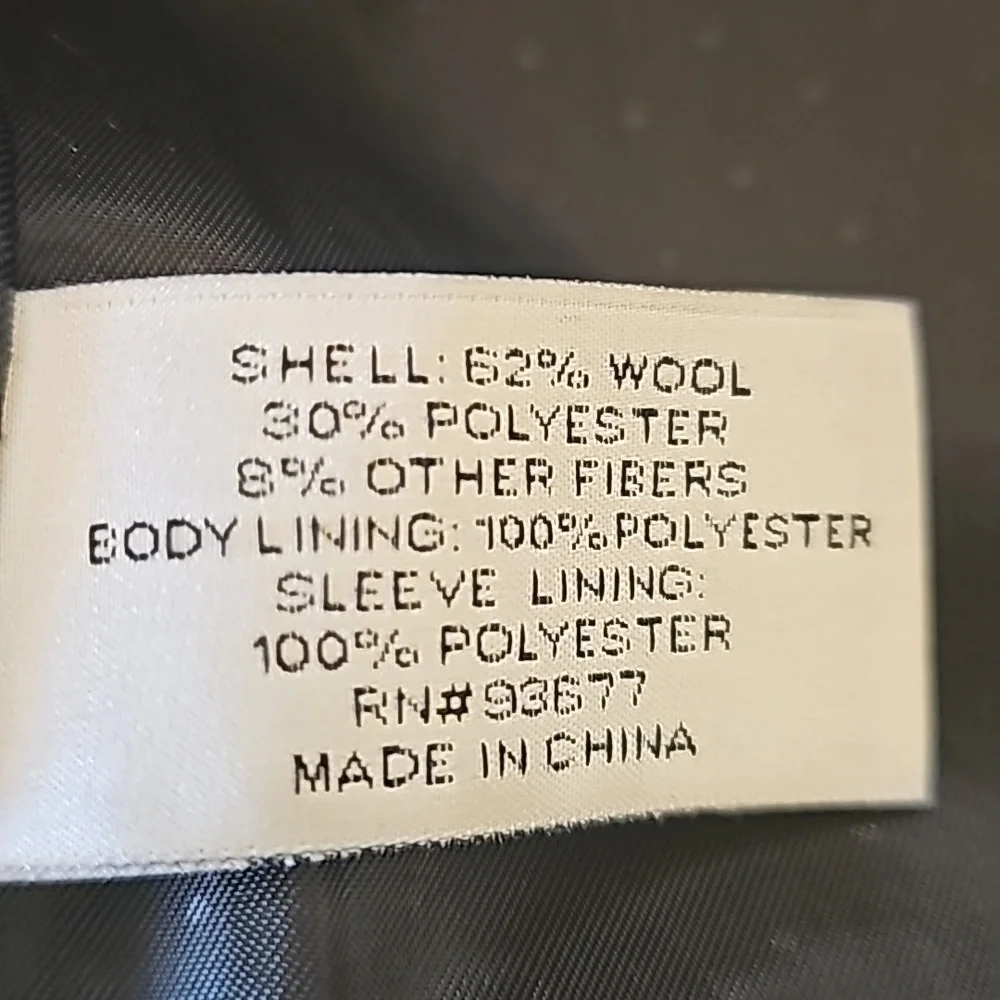 Liz Claiborne wool hooded long jacket zipper front decorative buttons Large - Picture 11 of 11